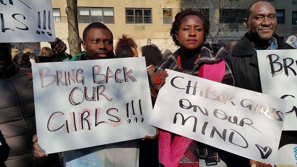 Musa Freedom, Victoria Nwogu  and Musa Awwal Rafsanjani at the March for Gender Equality Campaign organized by the UN on March 8, 2015 in New York City.